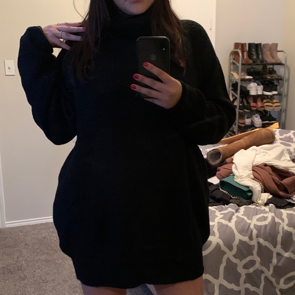 Black turtle neck dress